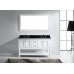 Julianna 60" Double Bathroom Vanity in White with Black Galaxy Granite Top and Square Sink with Polished Chrome Faucet and Mirror - B07D3ZKT5T